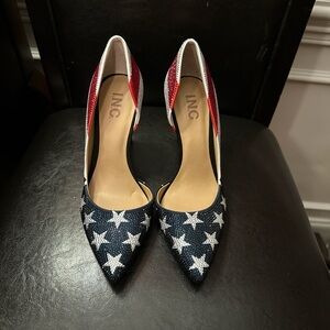 INC International Concepts Women's Star-Patterned Red and Blue Heels